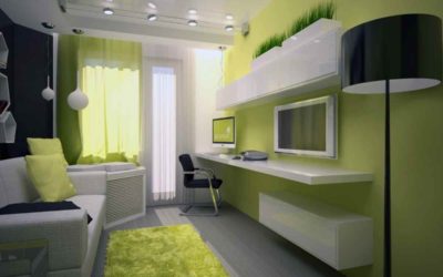 Dizajn male sobe (12 m2) s kaučem.