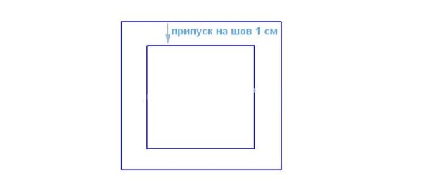 Так выглядит схема квадратного шаблона. Ее можно отобразить на картоне в любом размере. Только следует учитывать, что 1 сантиметр всегда оставляют на припуск