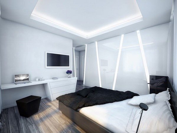 Лаконичная спальня, оформленная в стиле "Хай-тек" – ультрамодное решение