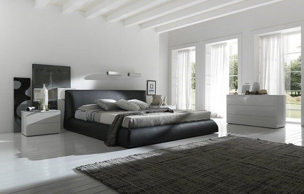 Спальня, оформленная в стиле модерн, выглядит весьма необычно