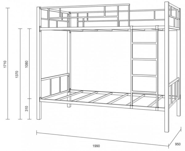 Схема двухъярусной кровати