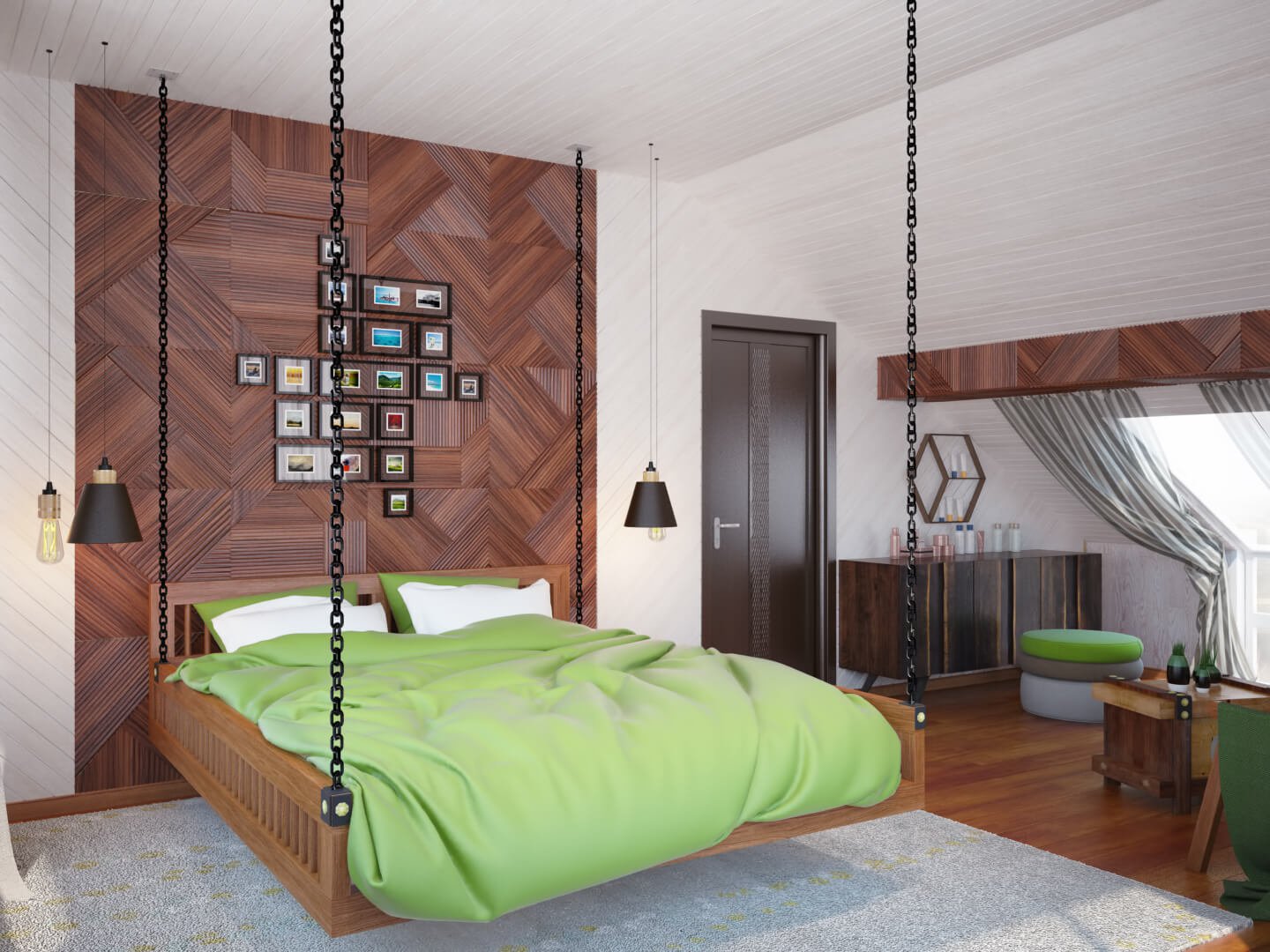 Дизайн спальни кровать и диван