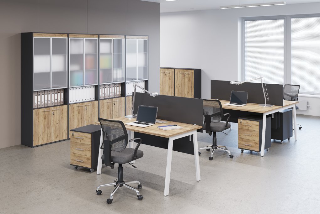 В открытых лофтовых офисах мебель становится важным элементом зонирования пространства