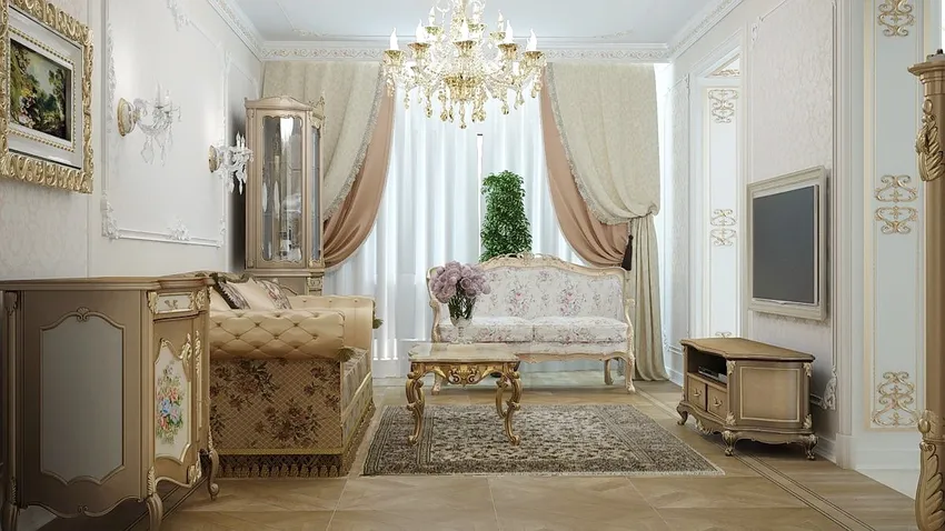 Комната в квартире, оформленная в стиле рококо